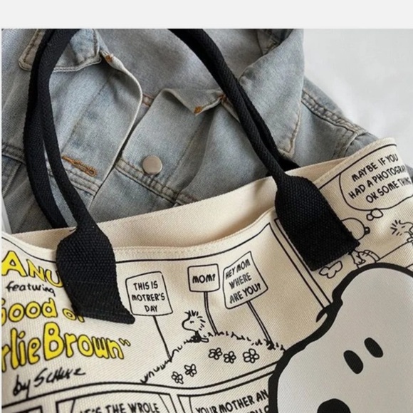 Peanuts Snoopy Comic Tote Bag - Cream and Black - Picture 7 of 8